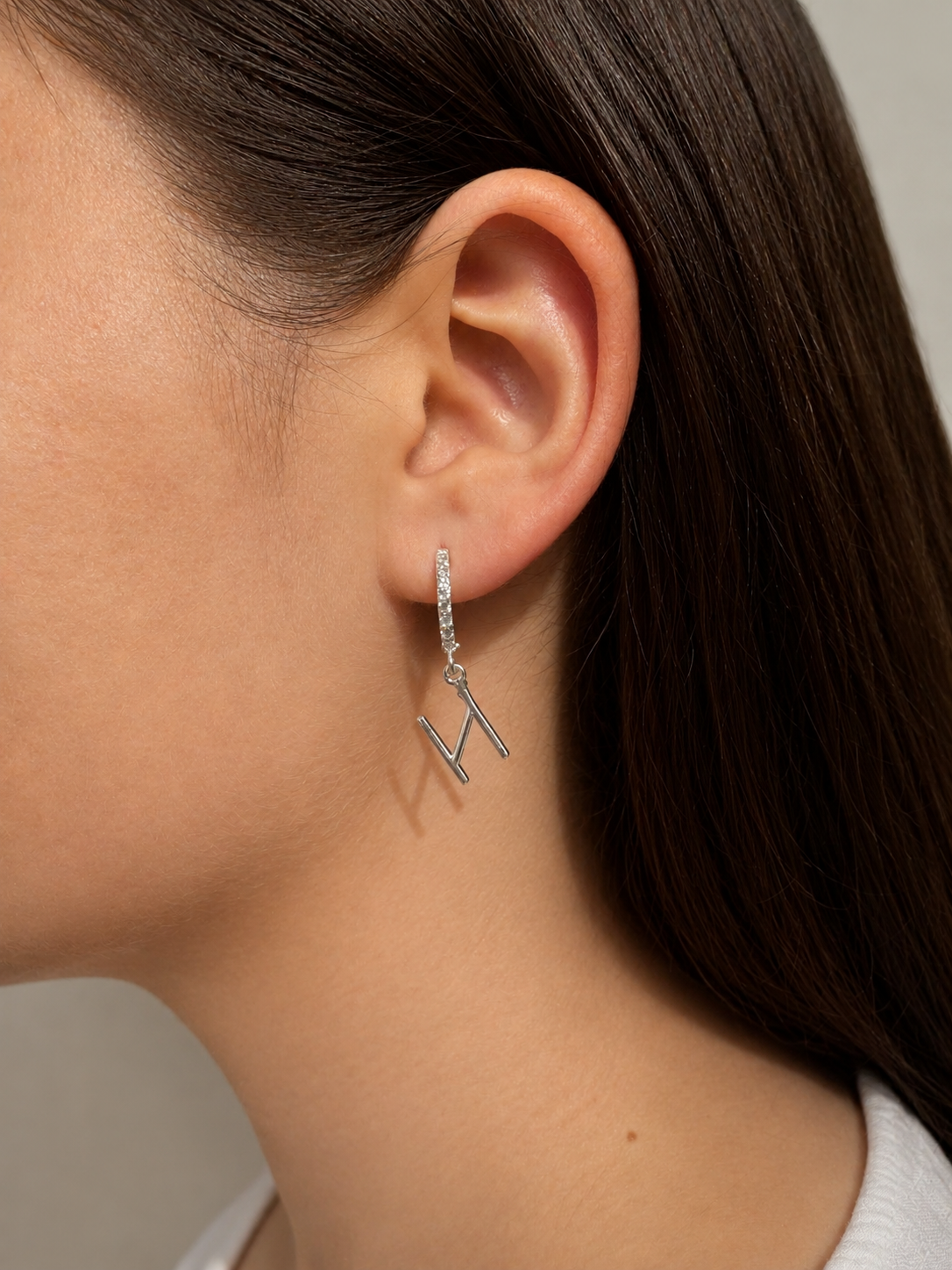 Hagalaz Rune Earrings – Sterling Silver Huggie Hoops