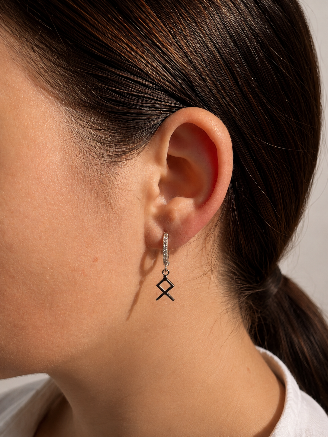 Othala Rune Earrings – Sterling Silver Huggie Hoops