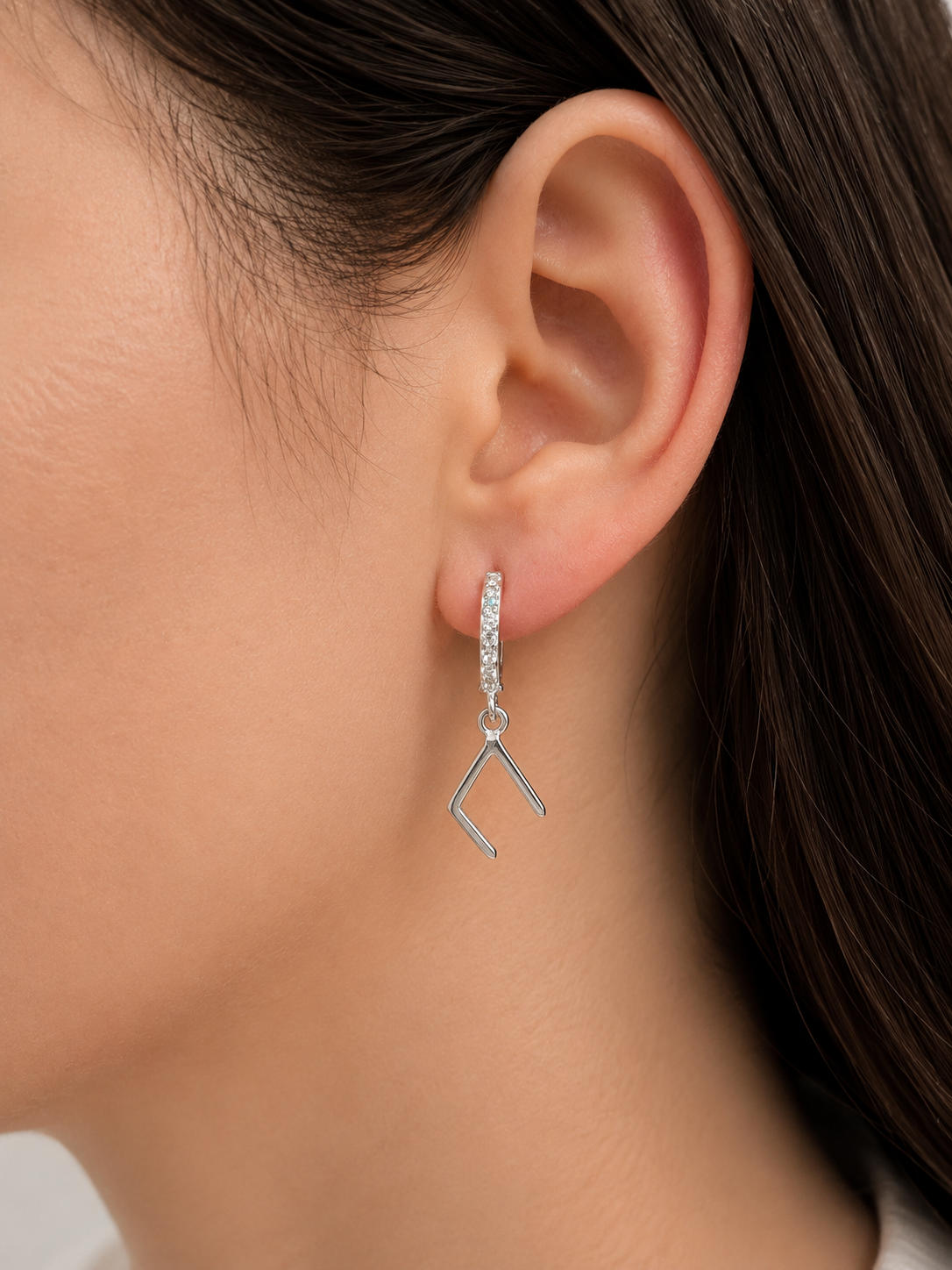 Uruz Rune Earrings – Sterling Silver Huggie Hoops