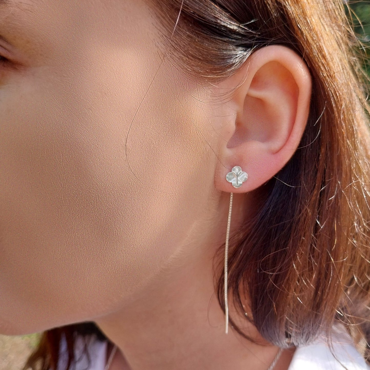 Earrings Algiz Chain Clover - The 4 Harts