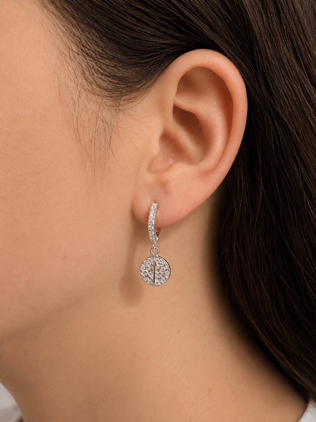 Eihwaz Rune Earrings – Sterling Silver Rune Coin Hoops Zirconia - The 4 Harts