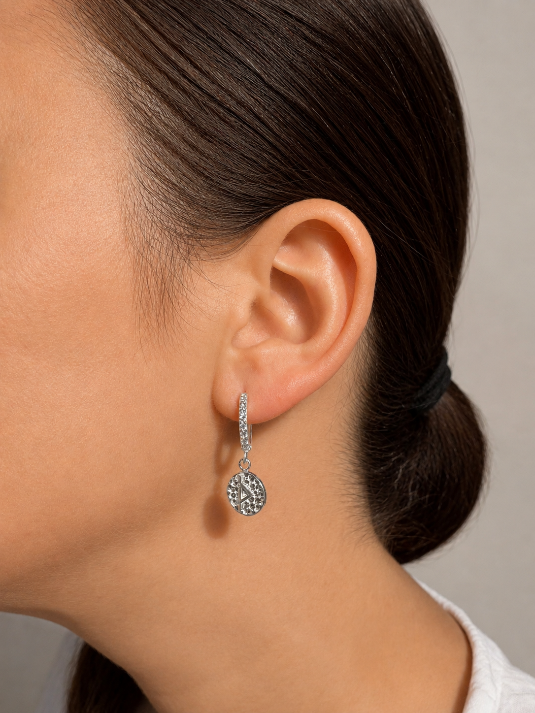 Thurisaz Rune Earrings – Sterling Silver Huggie Hoops