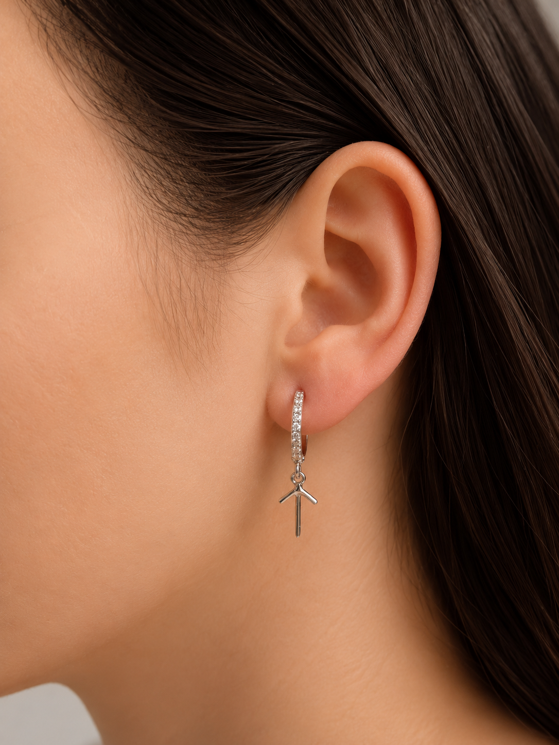 Tiwaz Rune Earrings – Sterling Silver Huggie Hoops