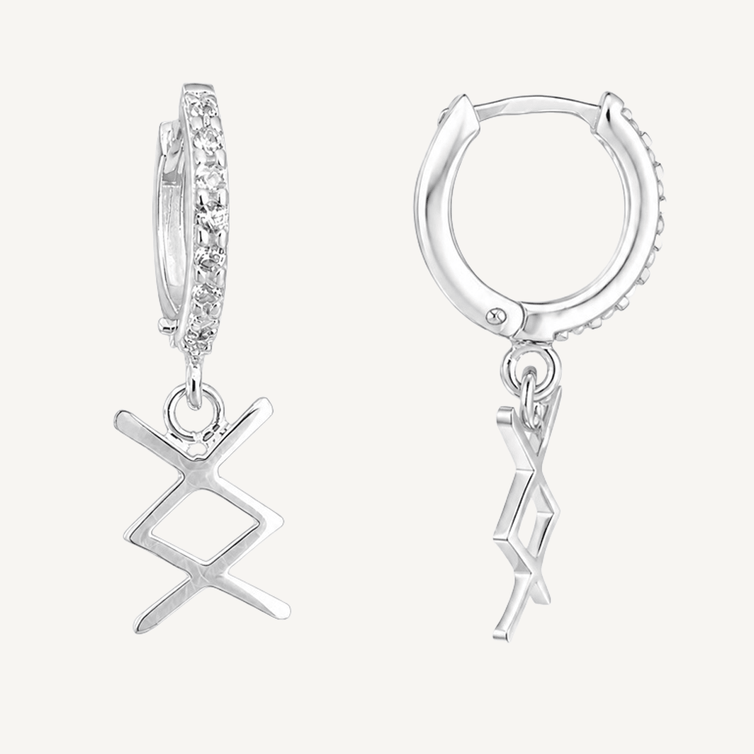 Inguz Rune Earrings – Sterling Silver Huggie Hoops - The 4 Harts
