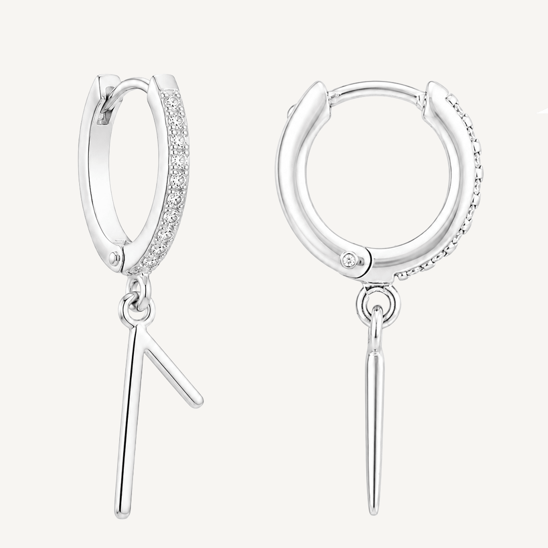 Laguz Rune Earrings – Sterling Silver Huggie Hoops - The 4 Harts