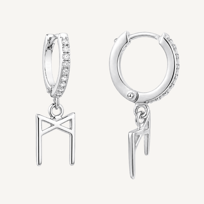 Mannaz Rune Earrings – Sterling Silver Huggie Hoops - The 4 Harts