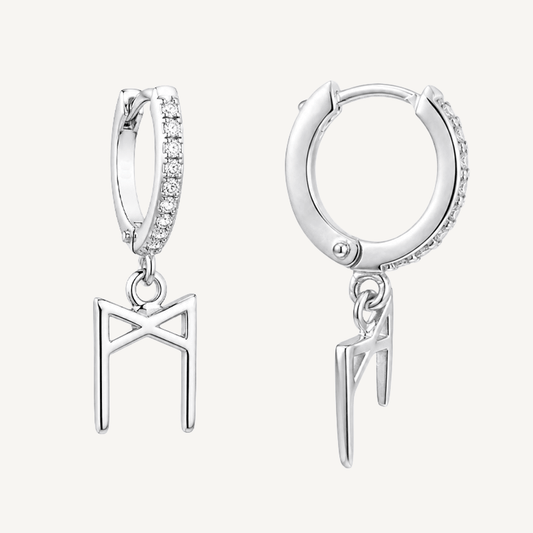 Mannaz Rune Earrings – Sterling Silver Huggie Hoops - The 4 Harts