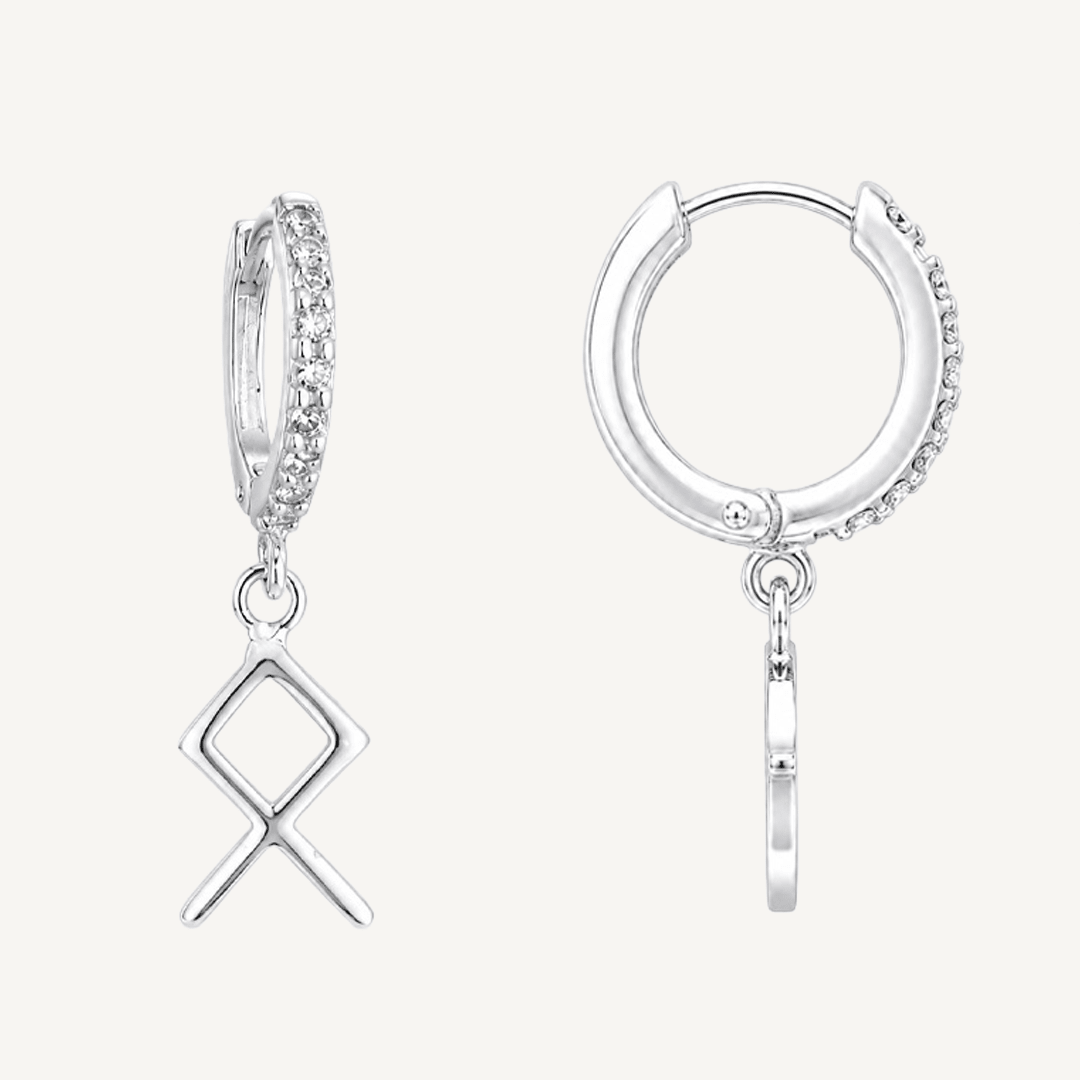 Othala Rune Earrings – Sterling Silver Huggie Hoops - The 4 Harts