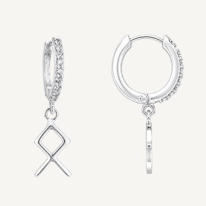 Othala Rune Earrings – Sterling Silver Huggie Hoops - The 4 Harts