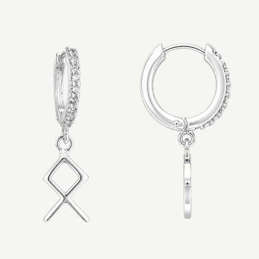 Othala Rune Earrings – Sterling Silver Huggie Hoops - The 4 Harts