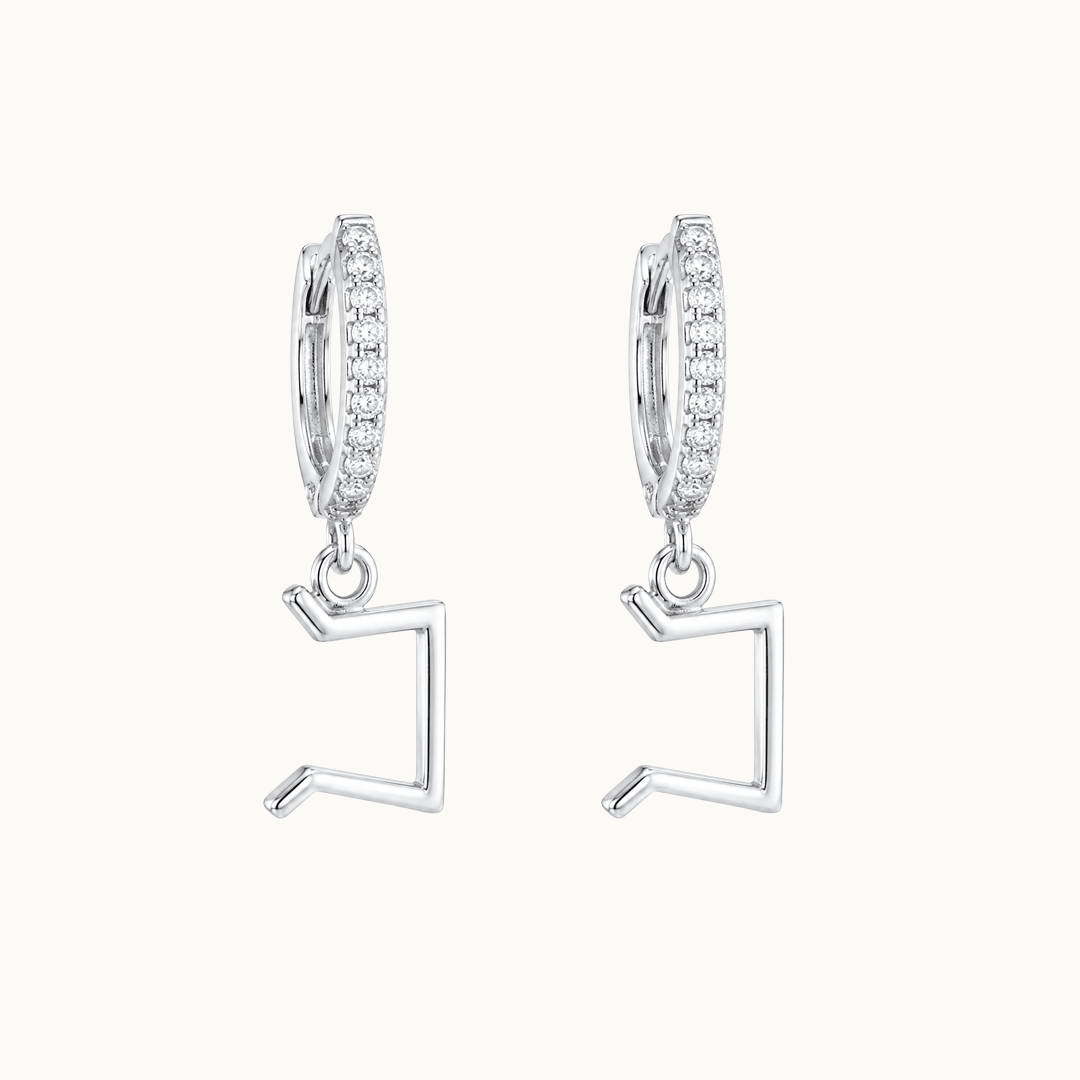 Perthro Rune Earrings – Sterling Silver Huggie Hoops - The 4 Harts