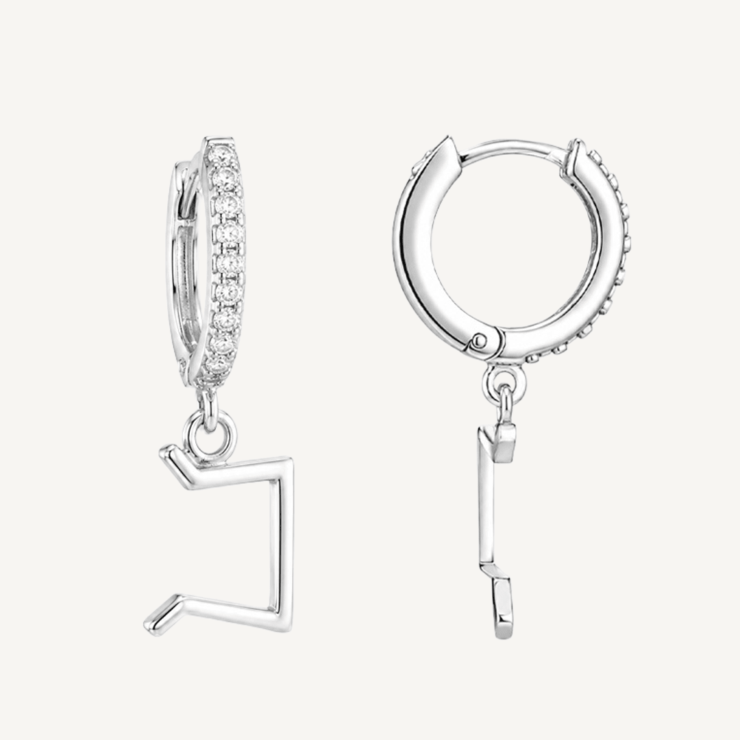 Perthro Rune Earrings – Sterling Silver Huggie Hoops - The 4 Harts