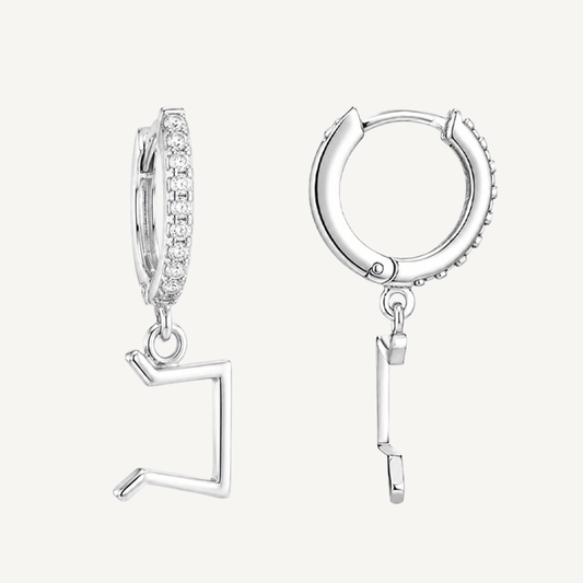 Perthro Rune Earrings – Sterling Silver Huggie Hoops - The 4 Harts