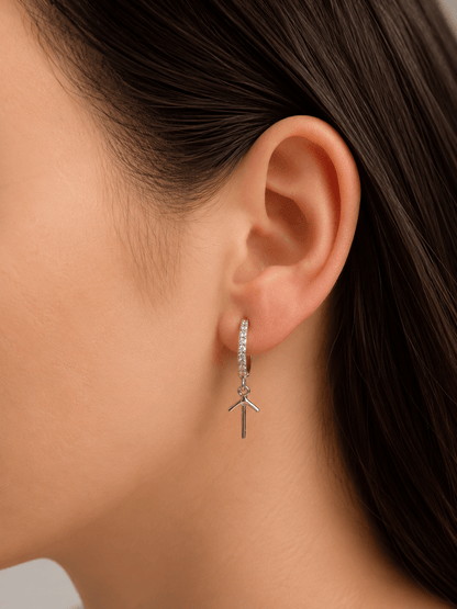 Tiwaz Rune Earrings – Sterling Silver Huggie Hoops - The 4 Harts