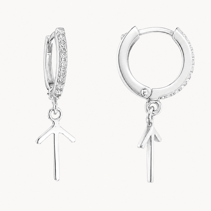Tiwaz Rune Earrings – Sterling Silver Huggie Hoops - The 4 Harts