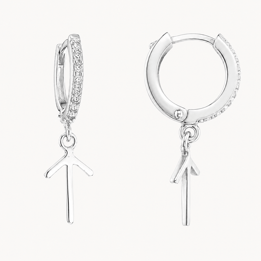 Tiwaz Rune Earrings – Sterling Silver Huggie Hoops - The 4 Harts
